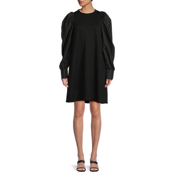 AREA Dresses & Skirts - NWT Area Stars Black A-line Puffy Sleeves w/ Pockets Midi Shift Dress Size S